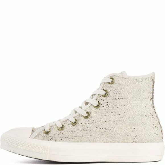 Converse all star Hi Parchment Hightop Sneakers cream sequin women’s size 9 - Picture 1 of 10